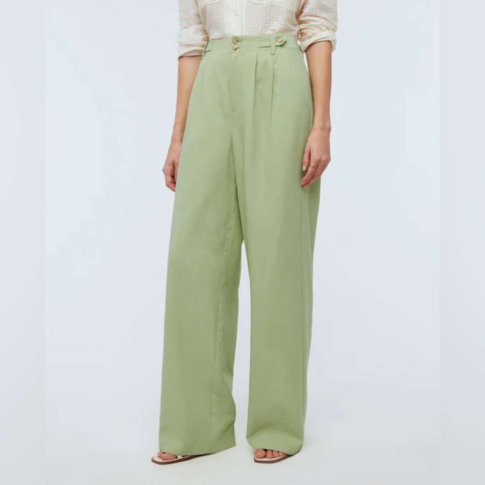 Madewell Harlow Linen Pants in Pale Lemongrass (sz 0)